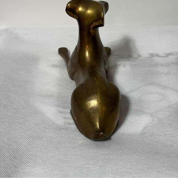 Brass Vintage Dog Figurine 7” Long Hollow FLAWED - Picture 4 of 10
